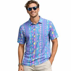 Chubbies Sunday Shirt Retro Geometric Golf Polo Size M